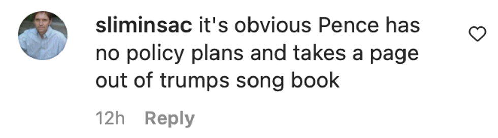 Instagram screenshot of @sliminsac's response