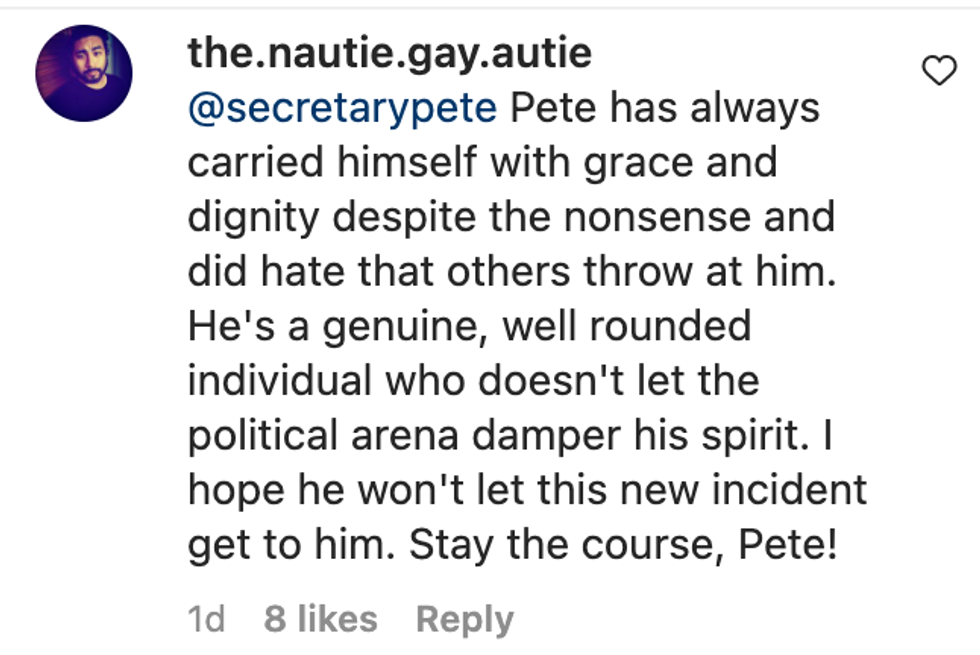 Instagram screenshot of @the.nautie.gay.auntie's response