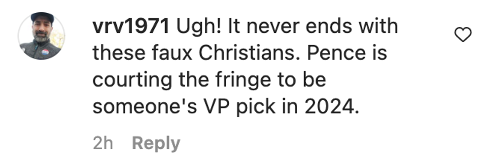 Instagram screenshot of @vrv1971's response