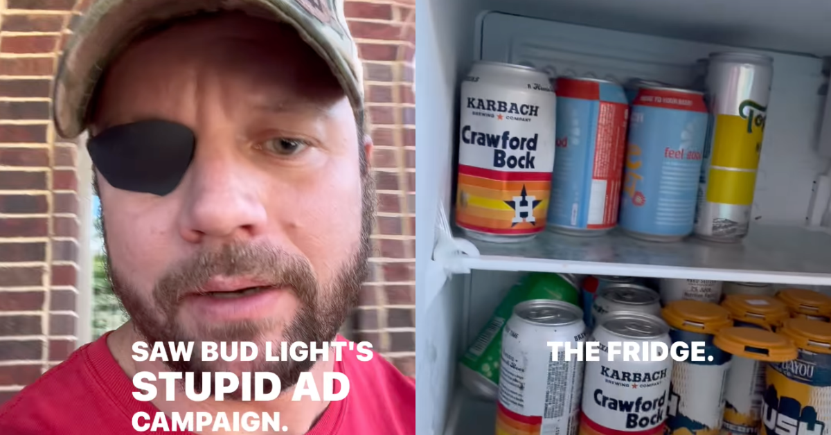 Instagram screenshots of Dan Crenshaw and his fridge of beers