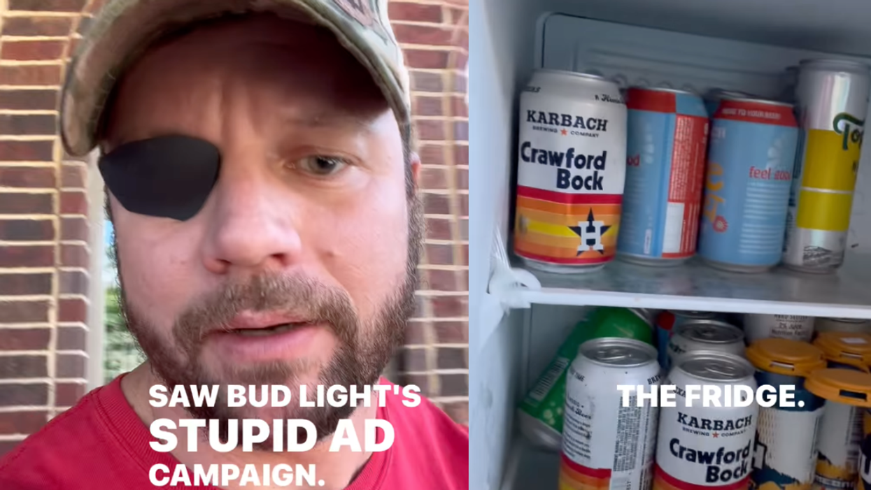 Instagram screenshots of Dan Crenshaw and his fridge of beers