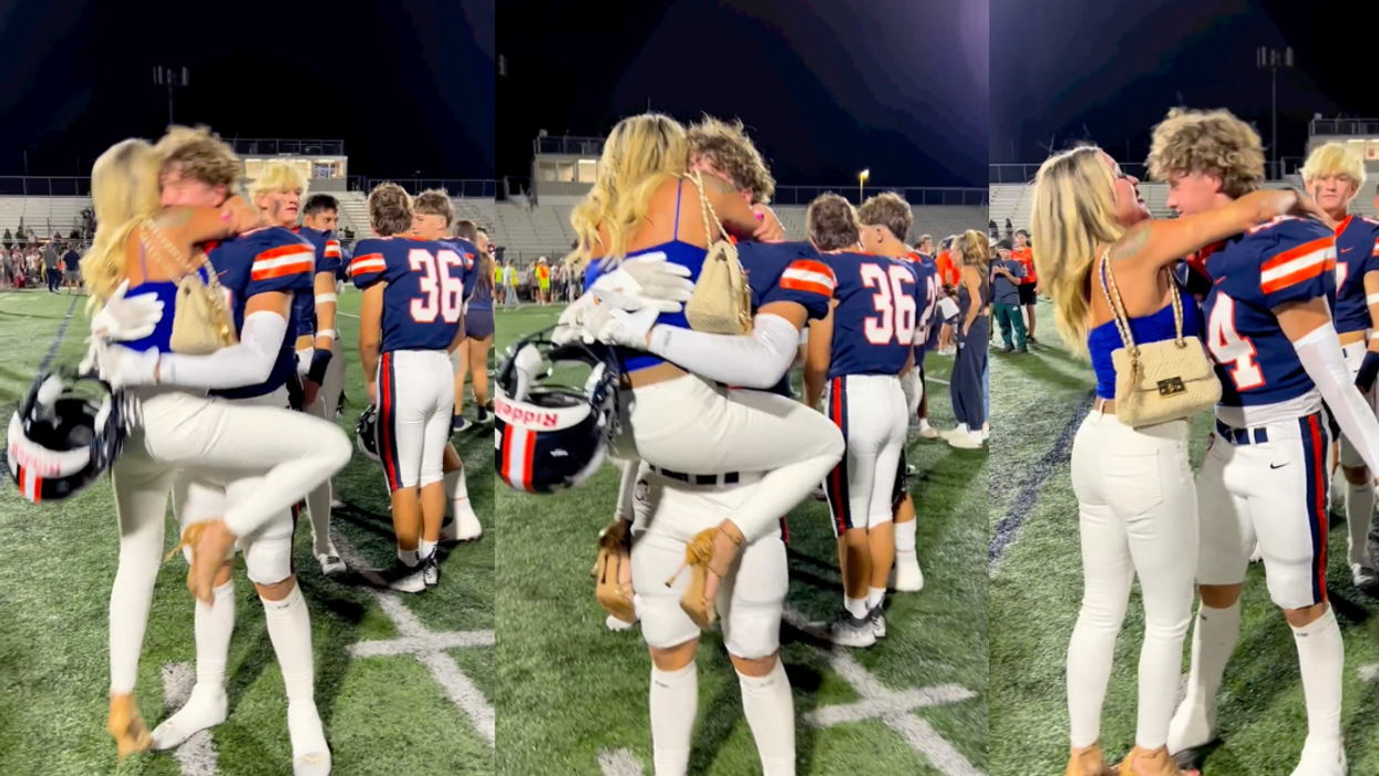 Instagram screenshots of mom hugging teen son