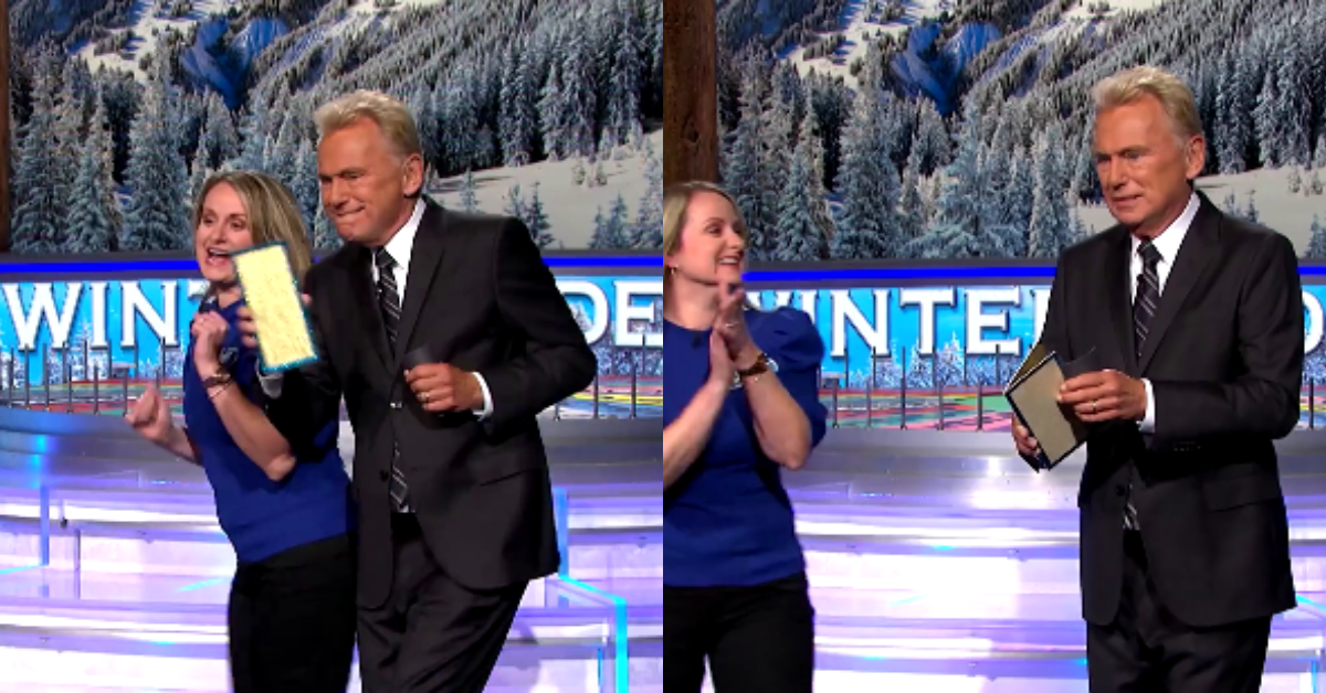 Jamie McMahon Carrillo and Pat Sajak on Wheel of Fortune