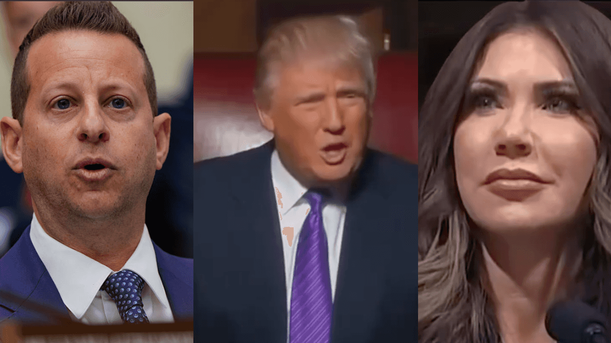 Jared Moskowitz; Screenshots of Donald Trump and Kristi Noem from "Apprentice" edit