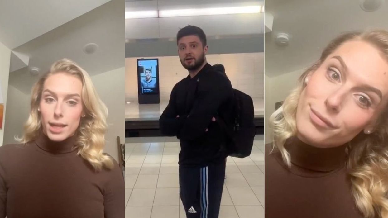 Jasmine Kennedie and the man she says harassed her.