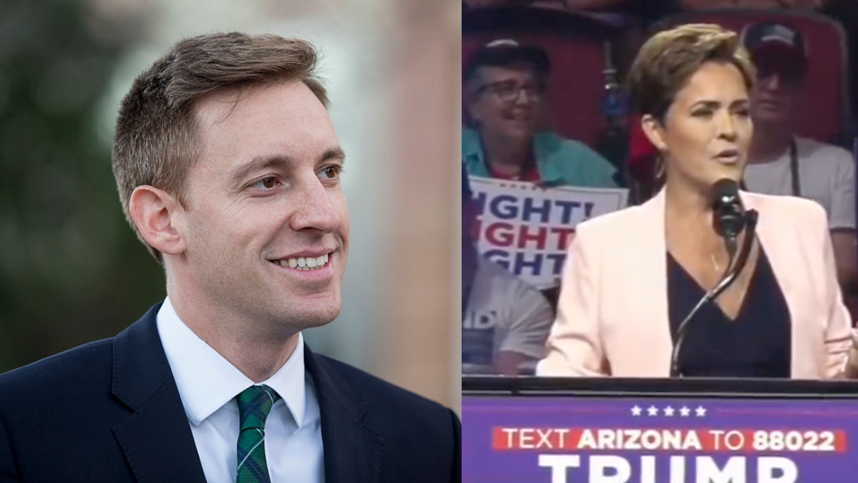 Jason Kander; Screenshot of Kari Lake