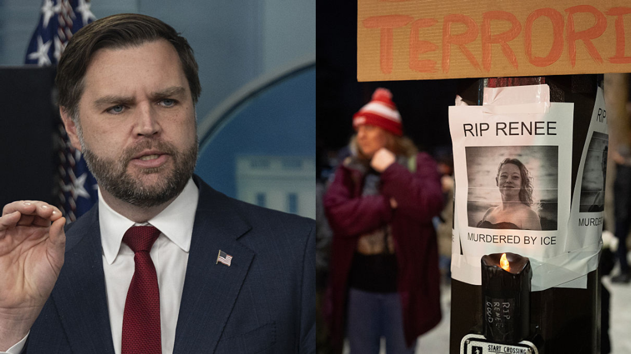 JD Vance; Picture of Renee Nicole Good at vigil