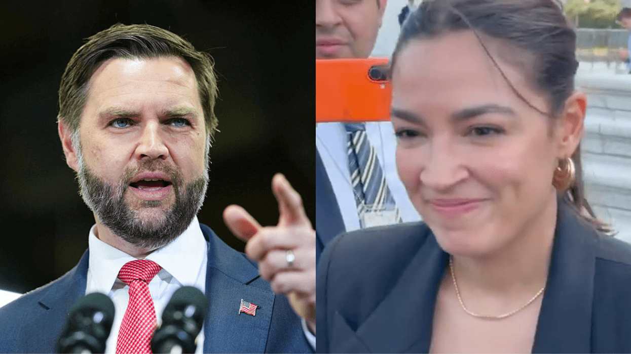 JD Vance; Screenshot of Alexandria Ocasio-Cortez