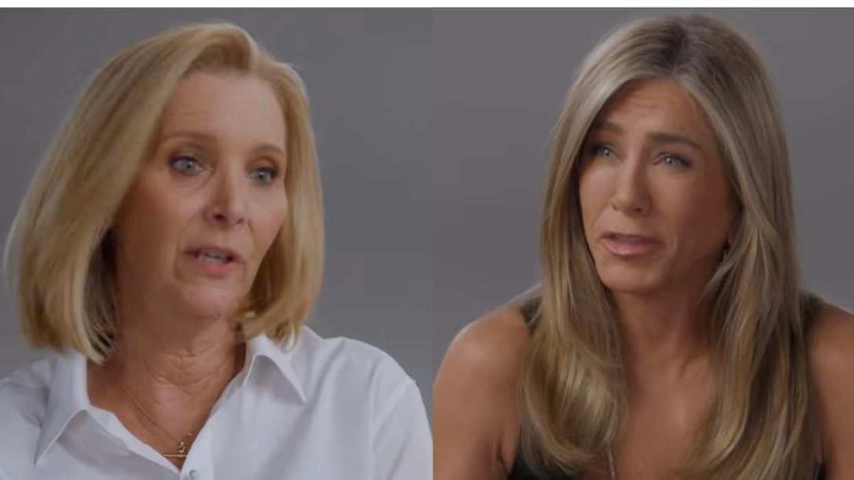 Jennifer Aniston (right) and Lisa Kudrow (left) discuss a potential Friends spinoff.