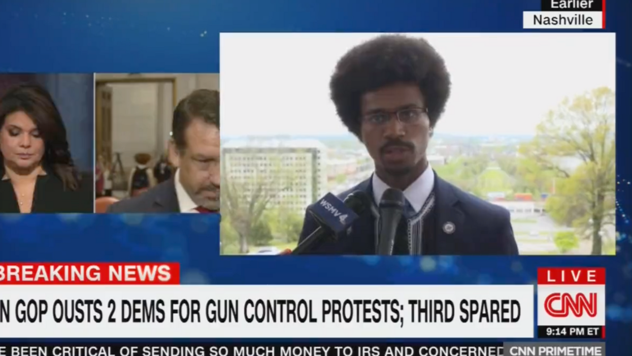 Jeremy Faison walks off during his interview with CNN