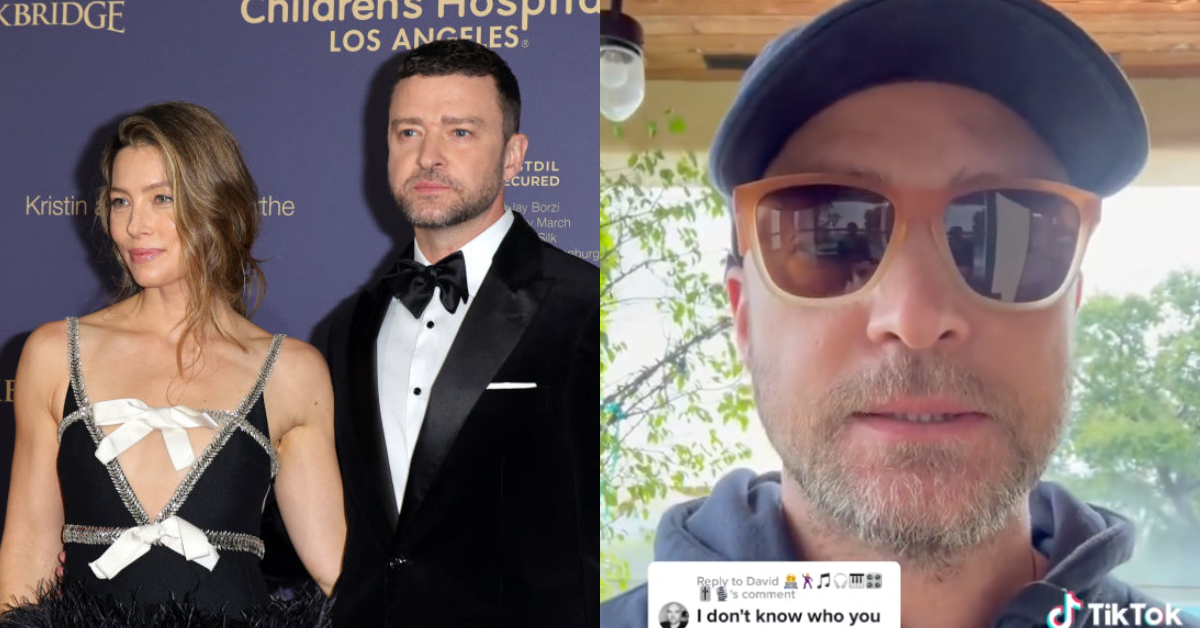 Jessica Biel and Justin Timberlake; TikTok screenshot of Justin Timberlake