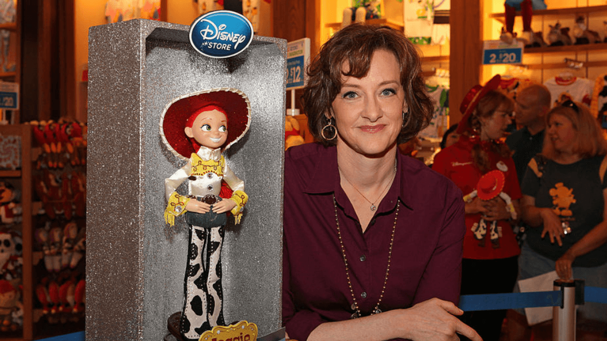 Joan Cusask with Jesse doll from 'Toy Story' franchise