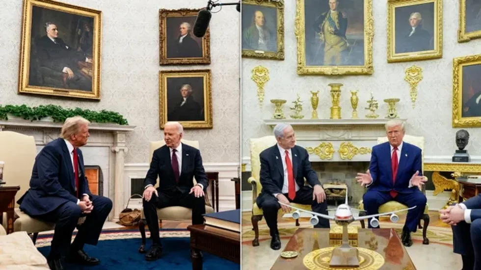 Joe Biden in the Oval Office compared to Donald Trump in the Oval Office