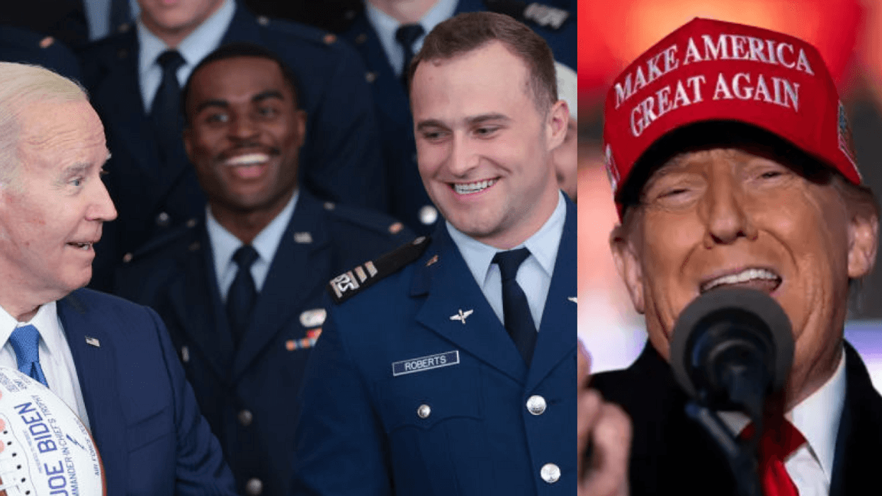 Joe Biden pretending to throw a football at White House event; Donald Trump