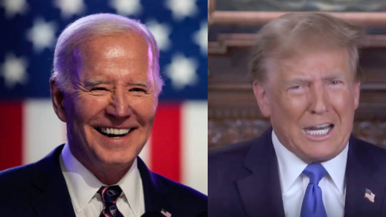 Joe Biden; Screenshot of Donald Trump