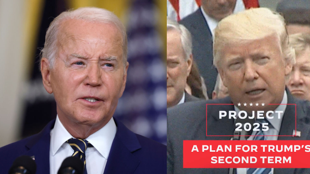 Joe Biden; Screenshot of Donald Trump