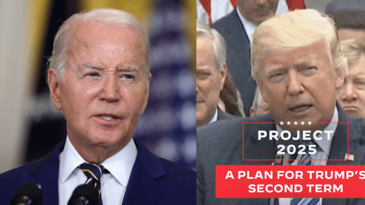 Joe Biden; Screenshot of Donald Trump