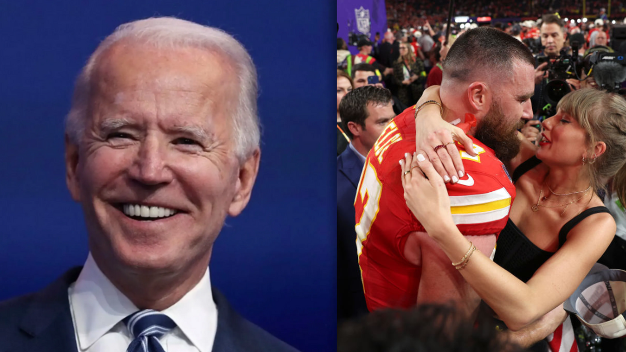 Joe Biden; Travis Kelce and Taylor Swift