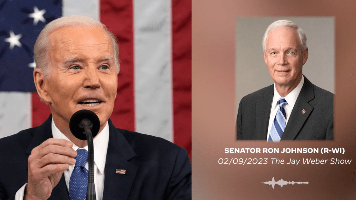 Joe Biden; Twitter screenshot of audio of Ron Johnson's appearance on The Jay Weber Show