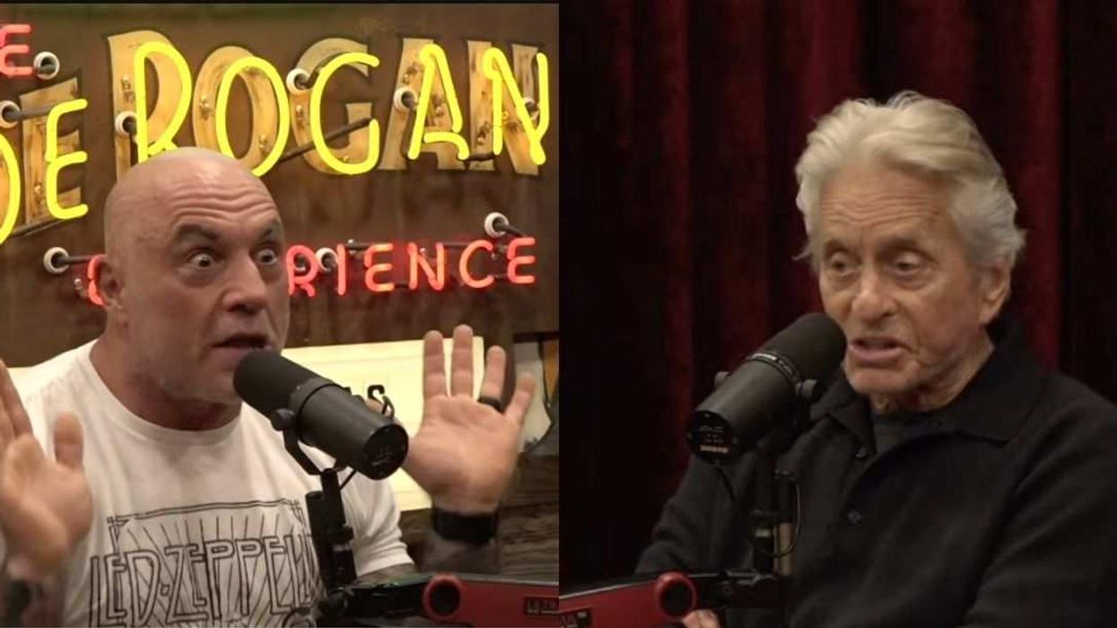 Joe Rogan (left) and Michael Douglas (right) discuss Trump on The Joe Rogan Experience.