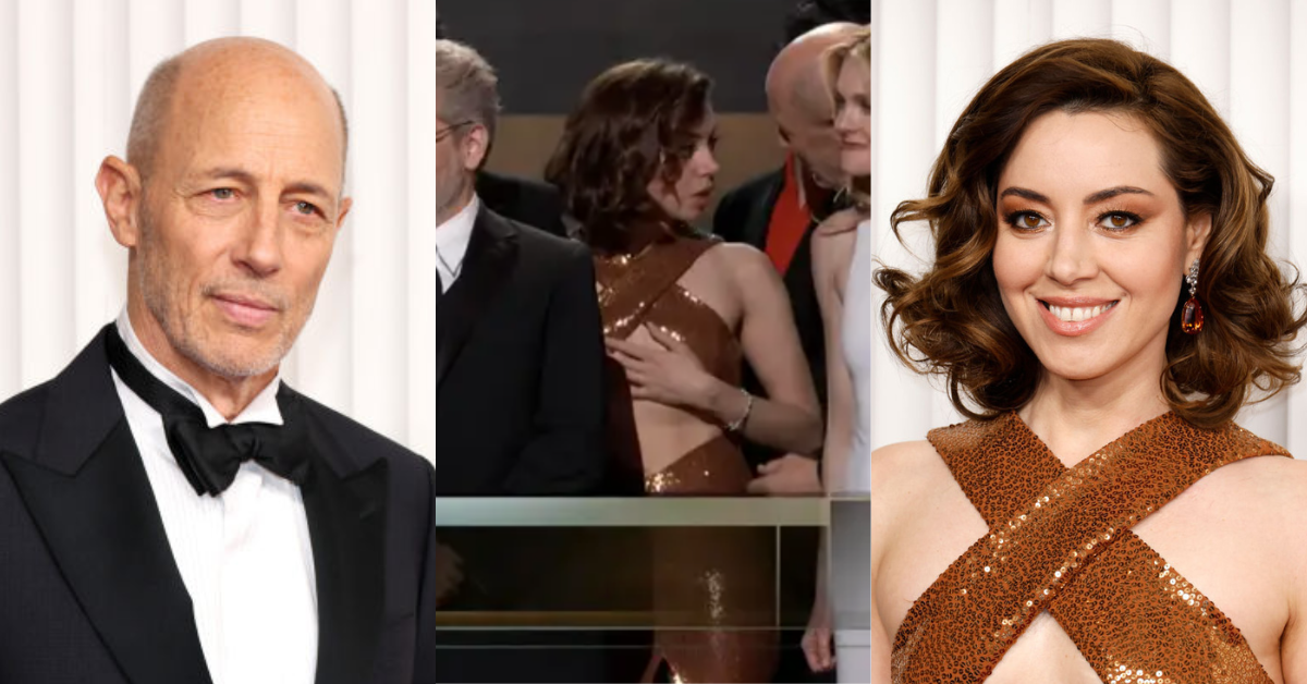 Jon Gries; Screenshot of Aubrey Plaza and Jon Gries on stage; Aubrey Plaza