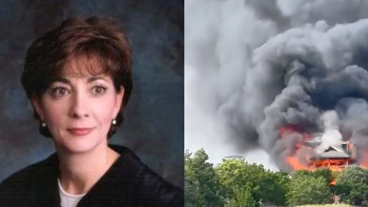 Judge Diane Goodstein; Image of Diane Goodstein's house during explosion