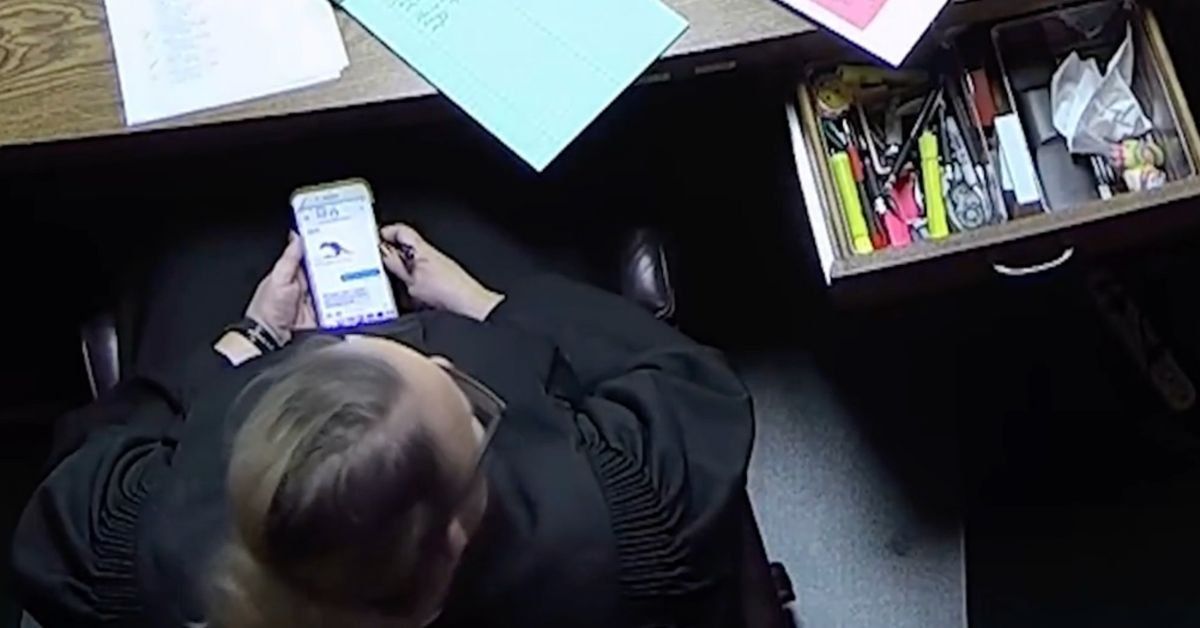 Judge Traci Soderstrom on her phone