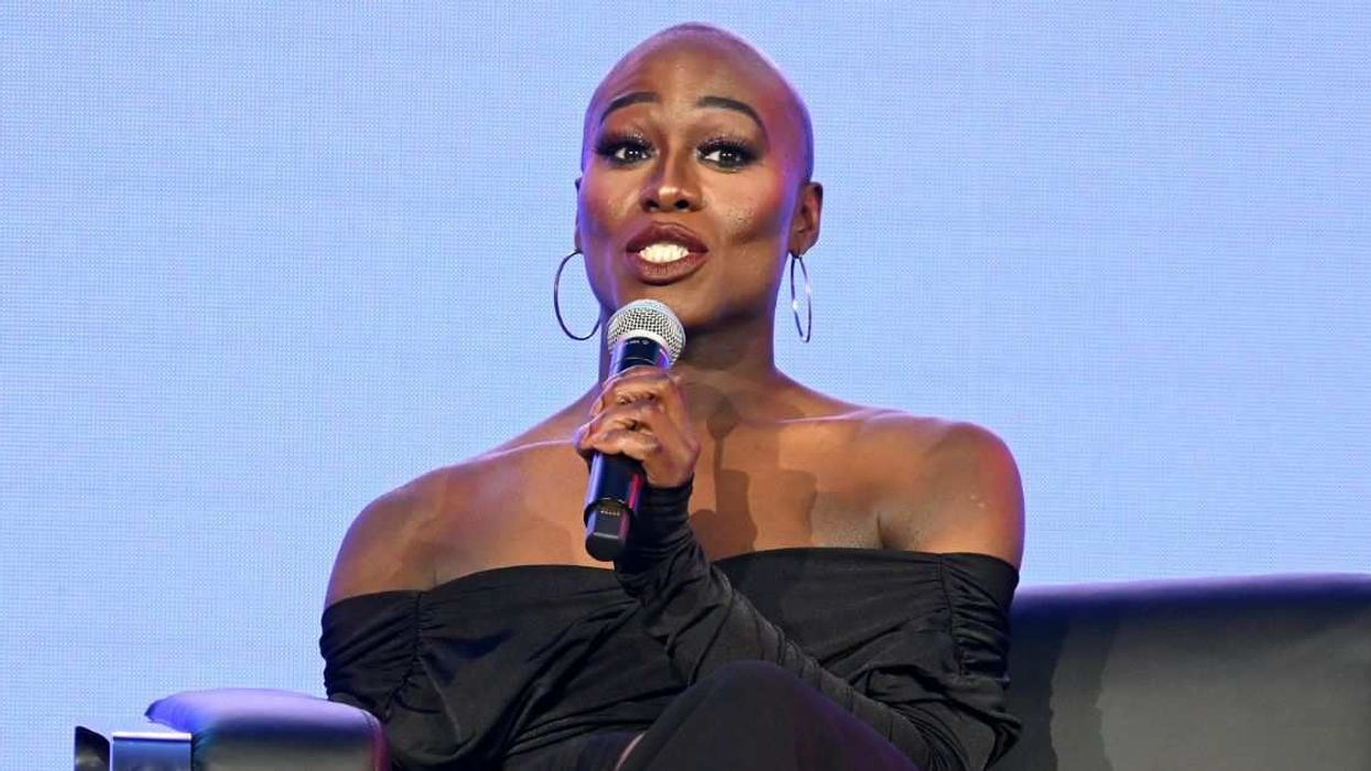 Justine Lindsay speaks onstage at a Night of Pride with GLAAD and the NFL on February 08, 2023, in Phoenix, Arizona.