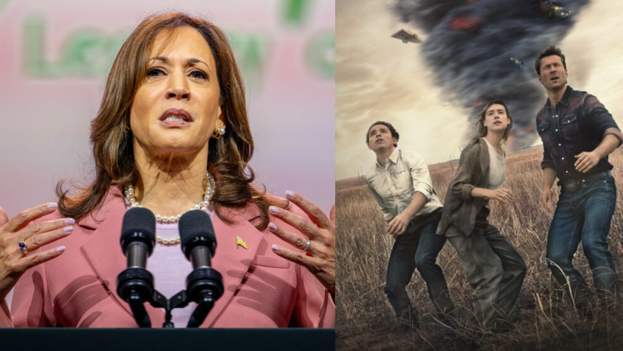 Kamala Harris; A promotional shot from "Twisters"