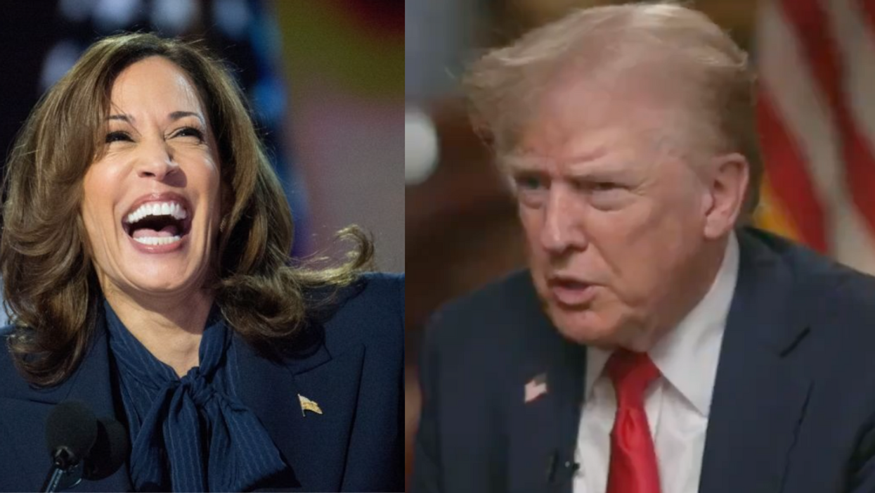 Kamala Harris; Screenshot of Donald Trump