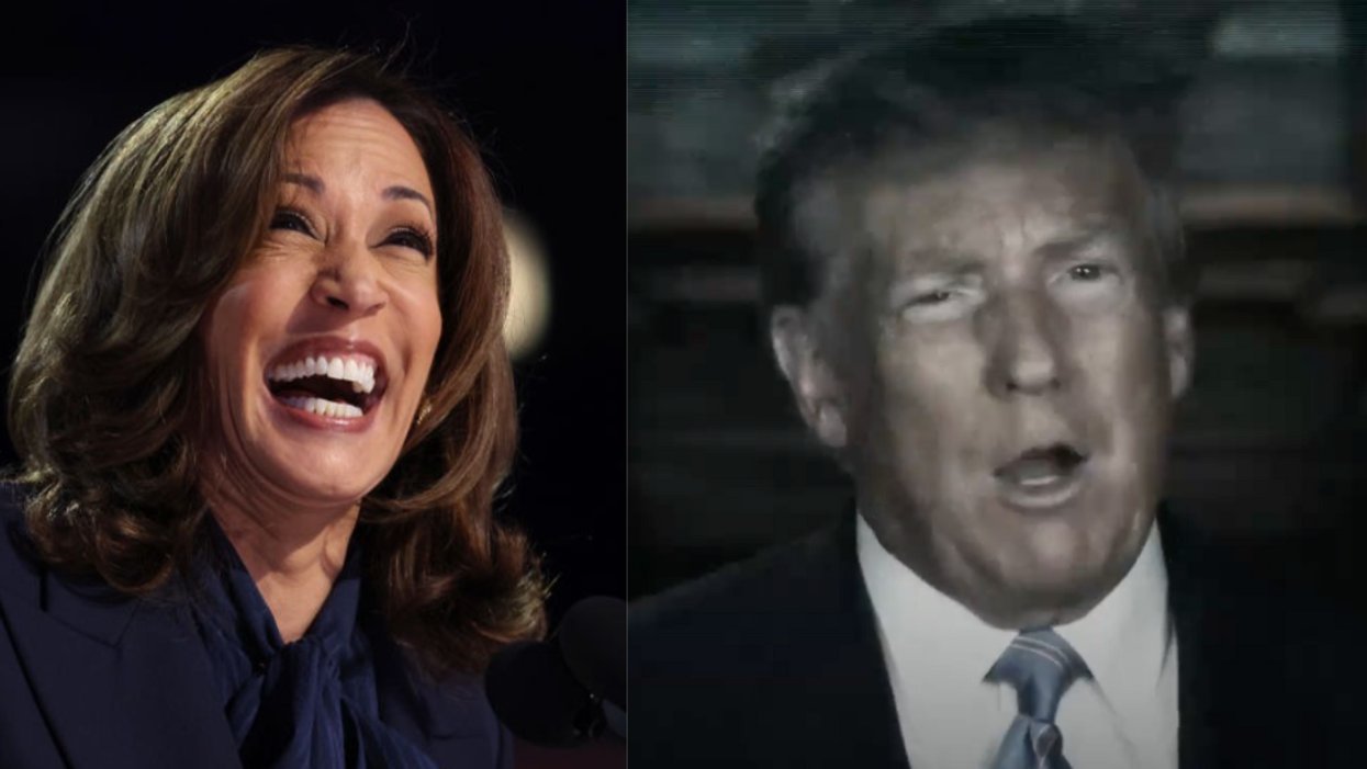 Kamala Harris; Screenshot of Donald Trump