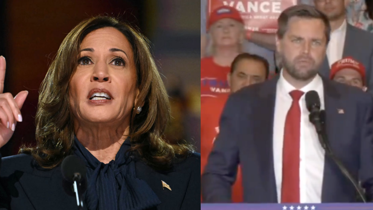 Kamala Harris; Screenshot of J.D. Vance