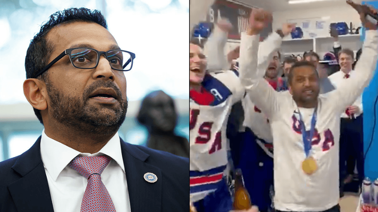 Kash Patel; Screenshot of Kash Patel partying with hockey team