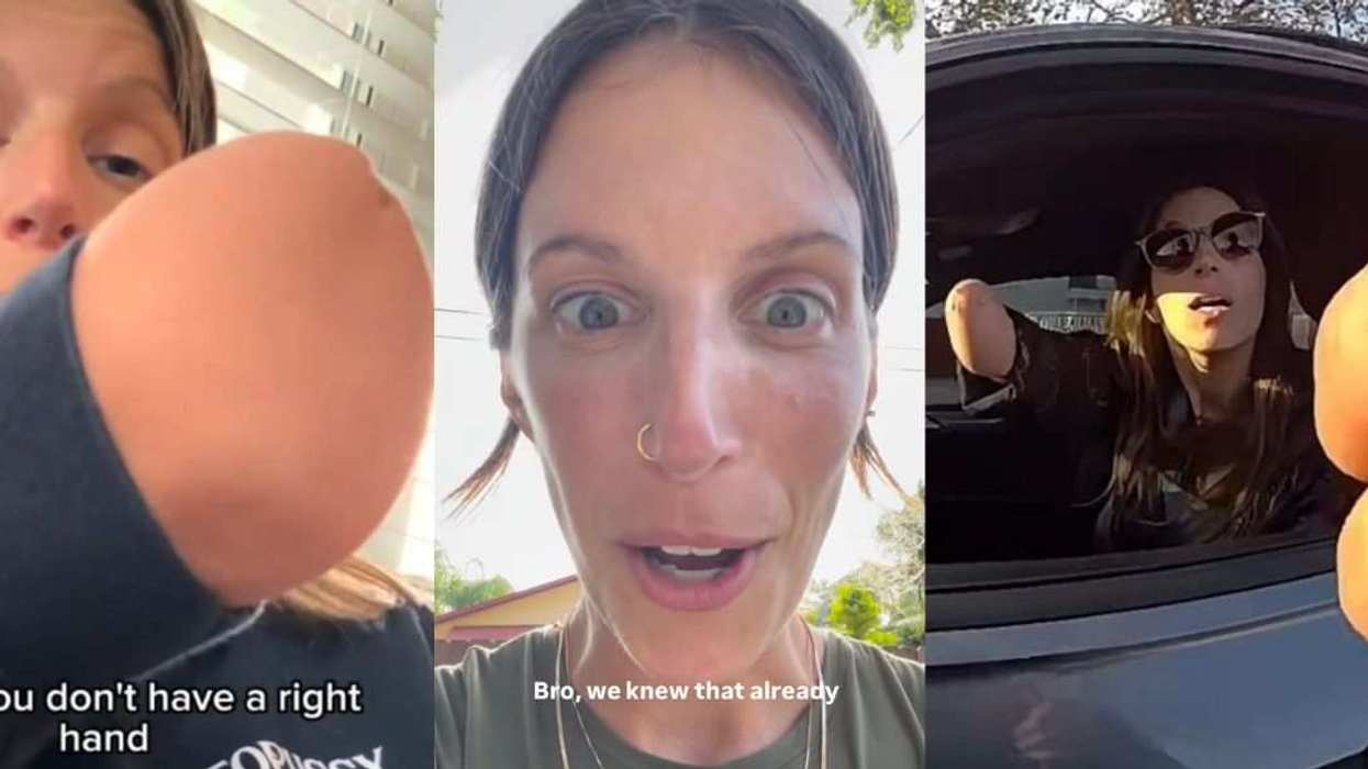 Kathleen Thomas reacted after a Florida deputy accused her of driving with a phone in her right hand despite her being an amputee.