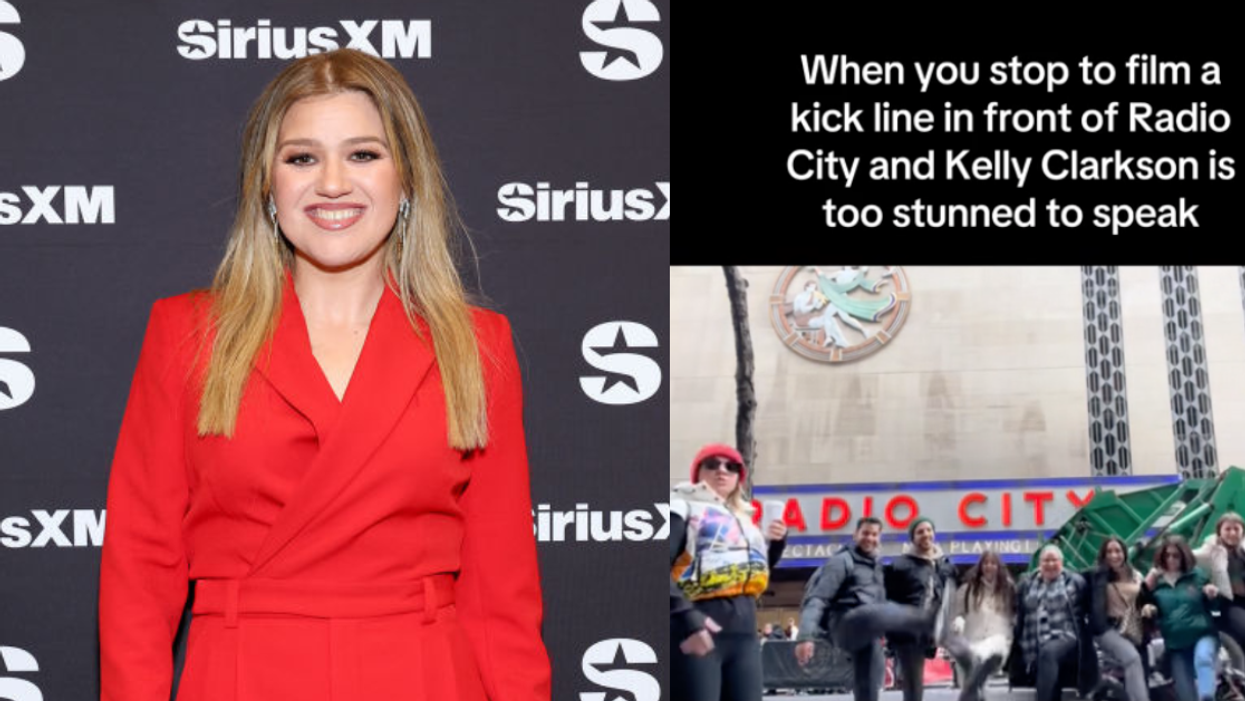 Kelly Clarkson; TikTok screenshot of Kelly Clarkson and kickline
