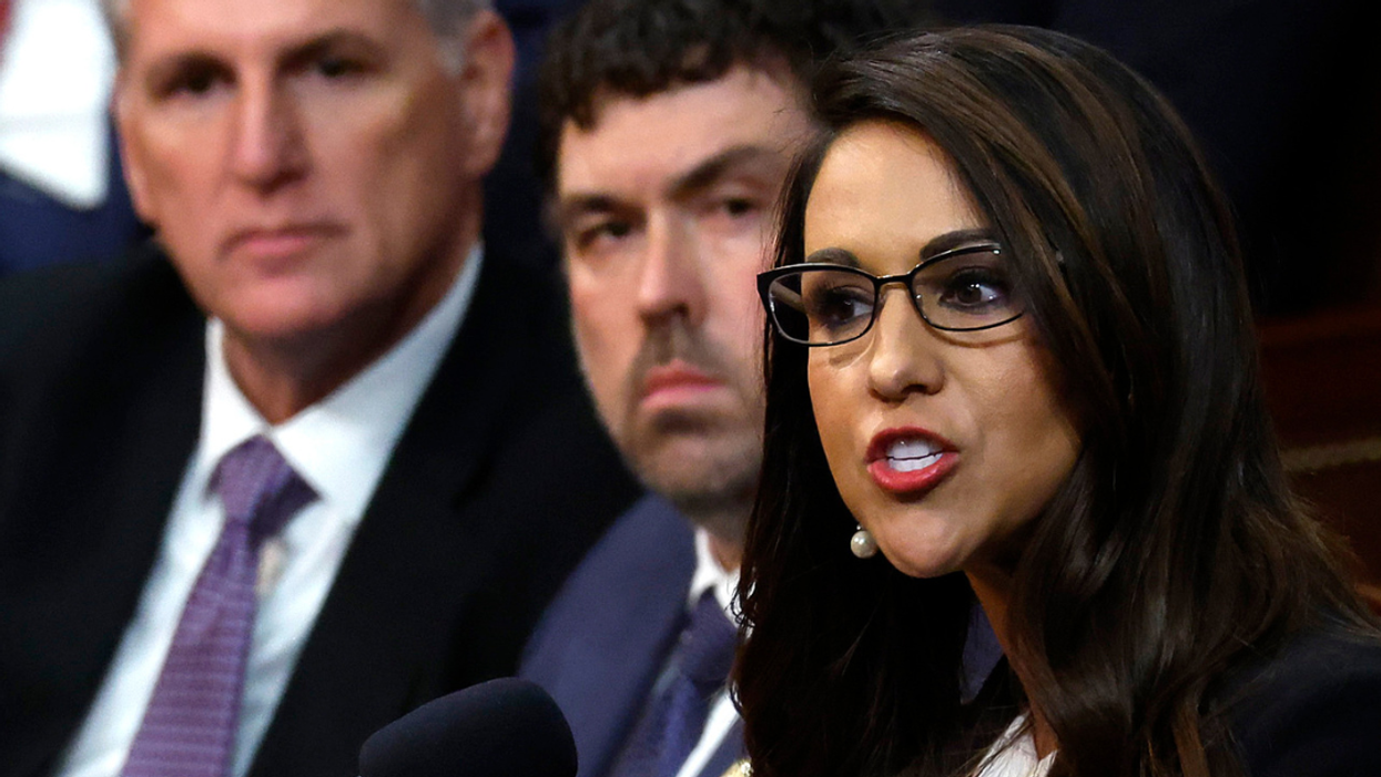 Kevin McCarthy, unidentified man and Lauren Boebert