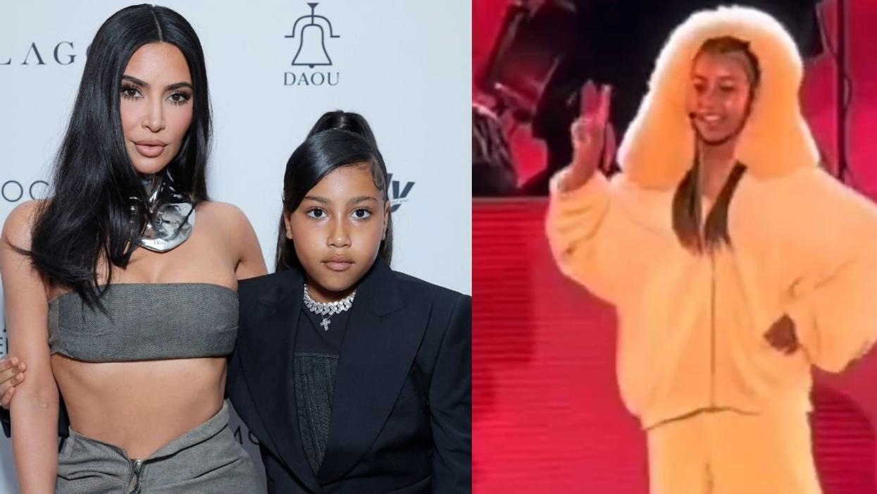 Kim Kardashian with daughter North West; Screenshot of North West as Simba from "Lion King"