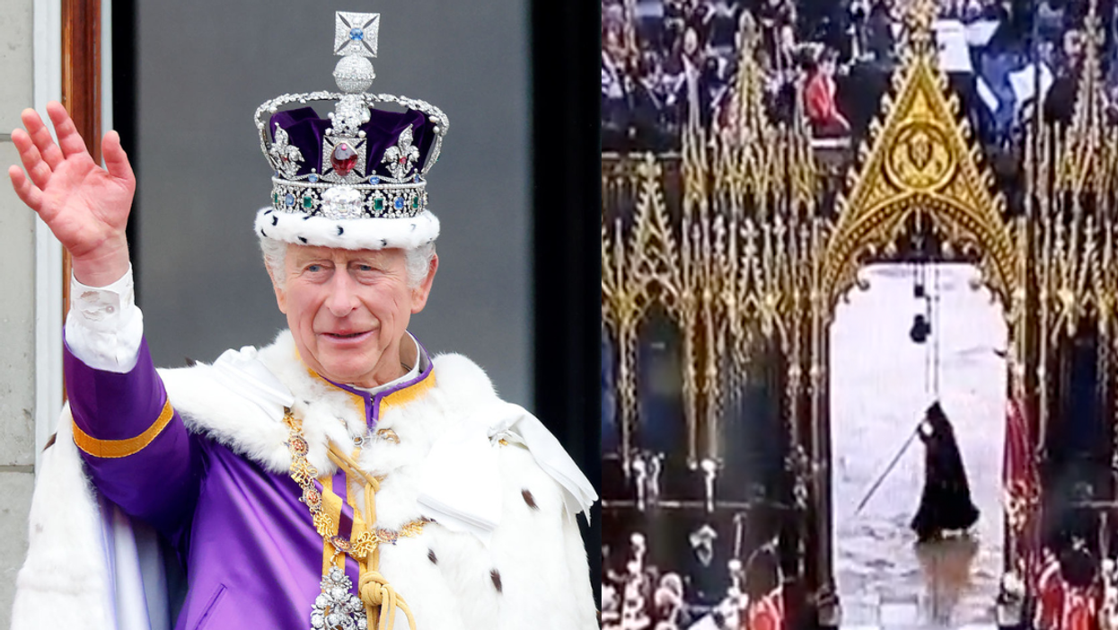 King Charles III; Twitter screenshot of the supposed "Grim Reaper" at King Charles III's coronation