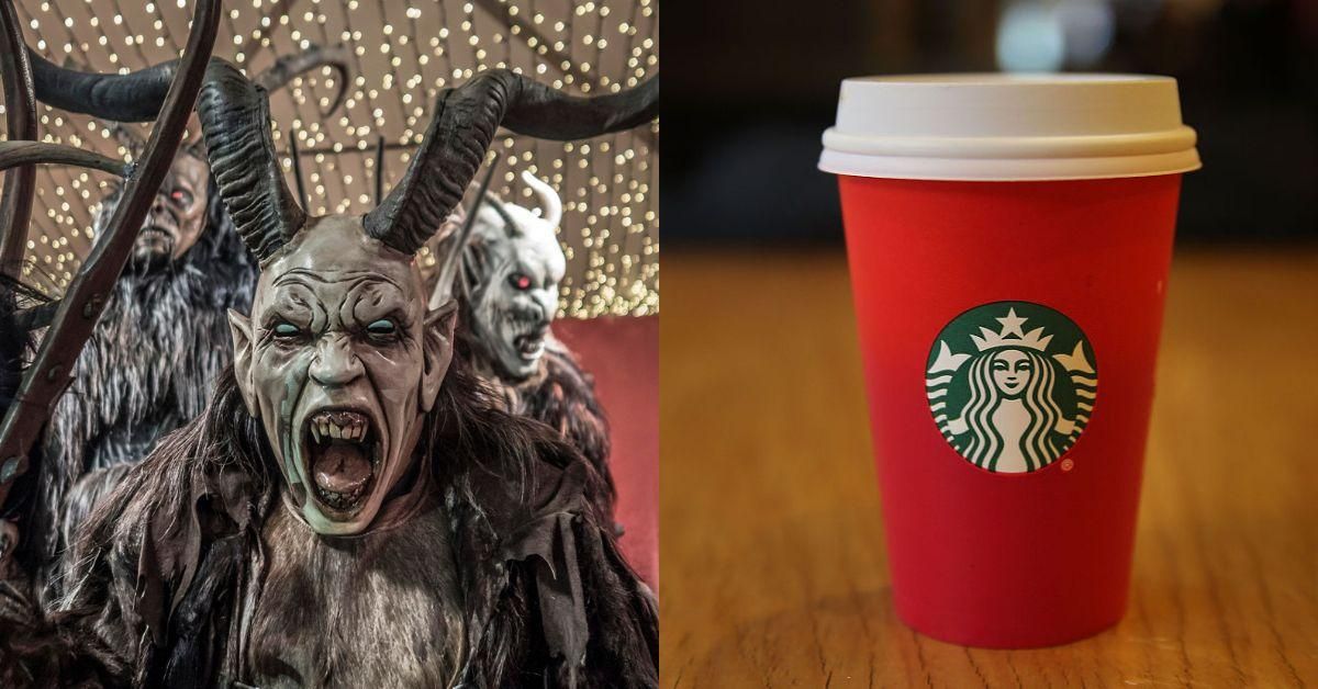 Krampus; holiday Starbucks cup