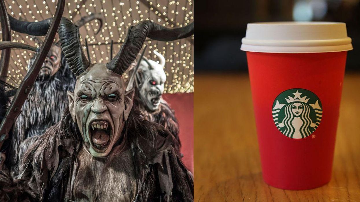 Krampus; holiday Starbucks cup