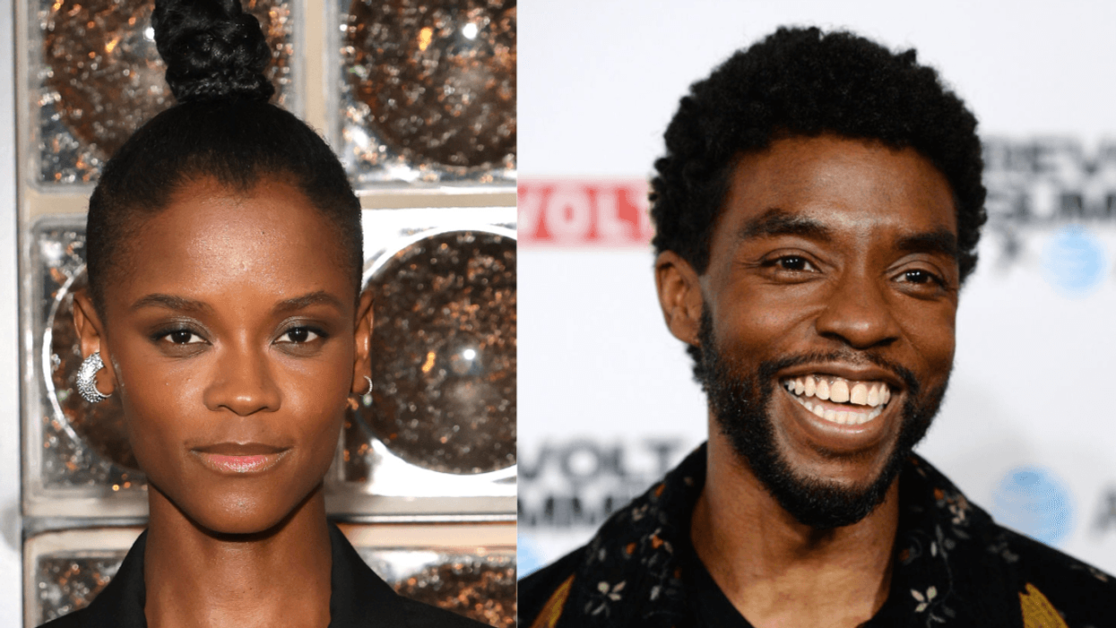 Letitia Wright; Chadwick Boseman