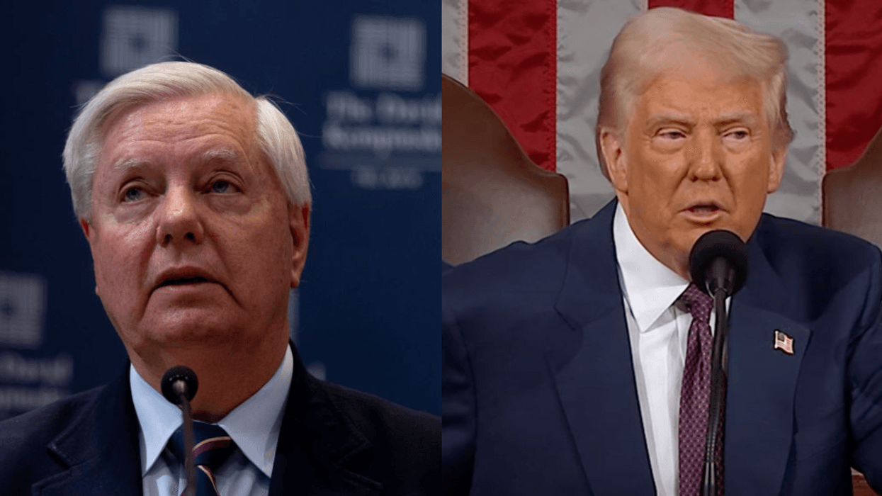 Lindsay Graham; Screenshot of Donald Trump