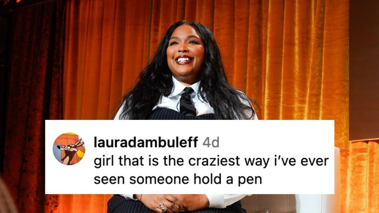 Lizzo; @lauradambuleff's Instagram comment: 'girl that is the craziest way i've ever seen someone hold a pen'