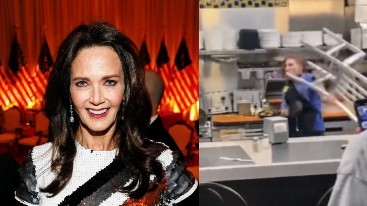 Lynda Carter; screenshot from Waffle House fight