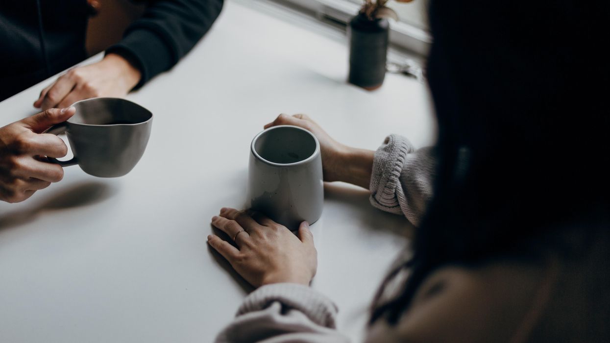 Man and woman enjoying coffee