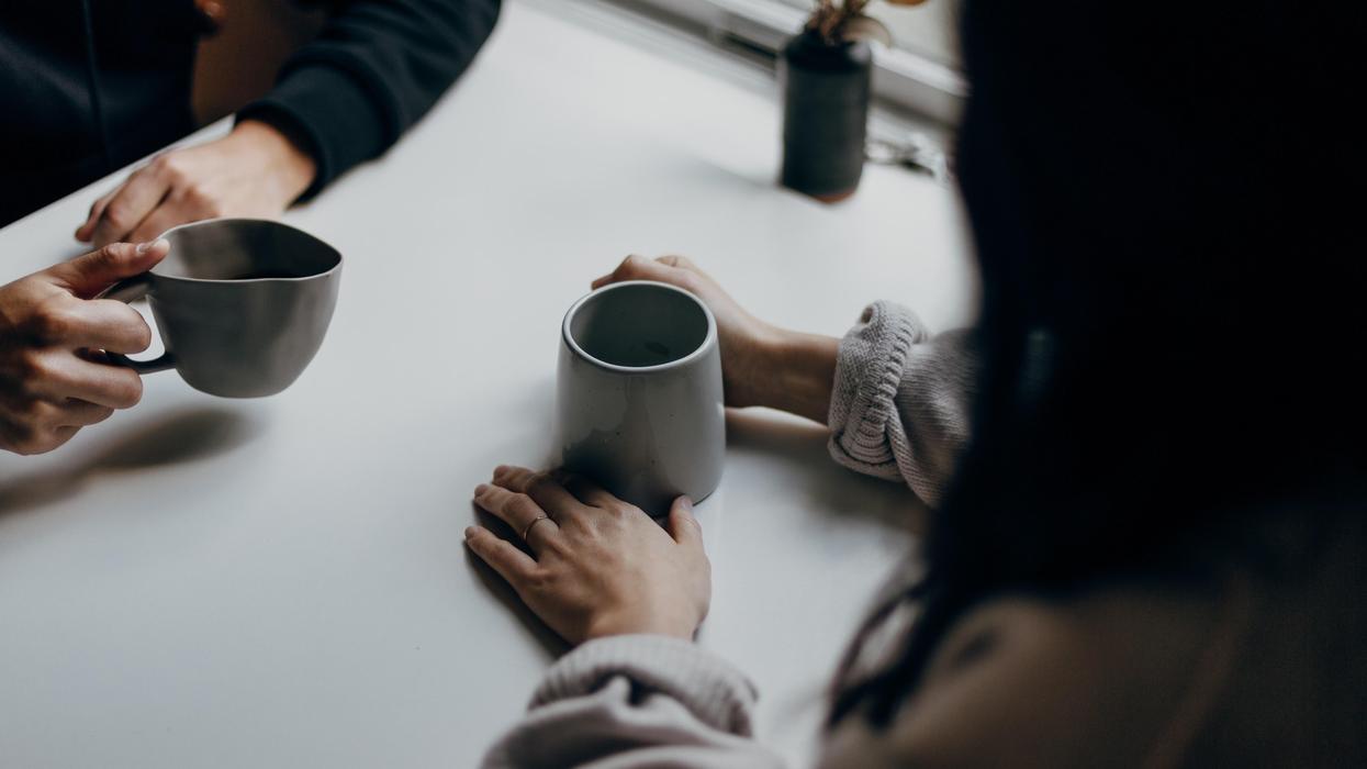 Man and woman enjoying coffee