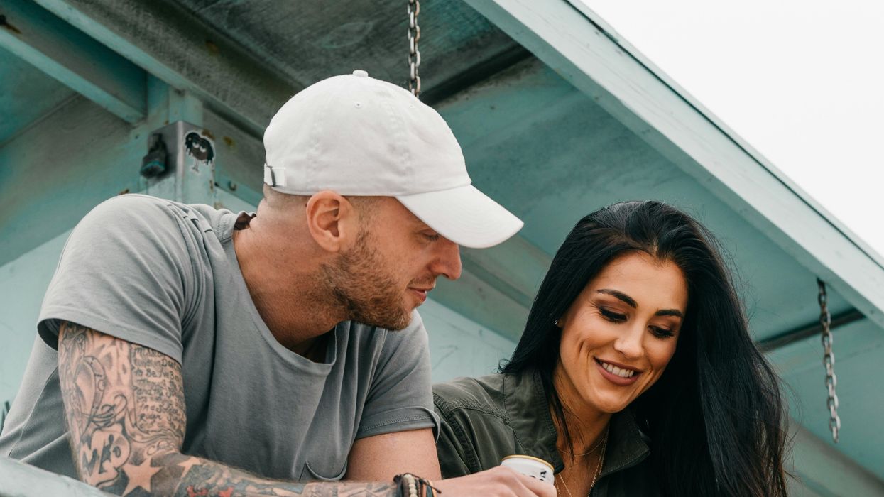 Man and woman flirting