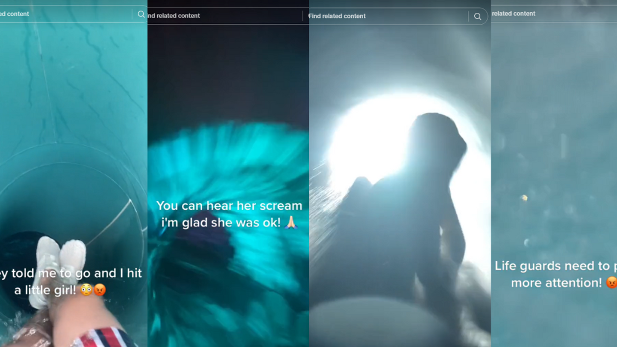 Man collides with young girl on waterslide