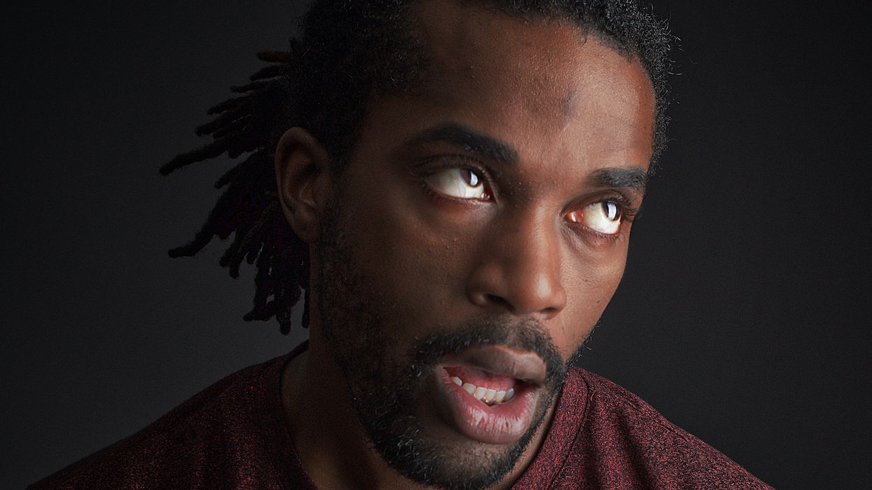 Man rolling his eyes