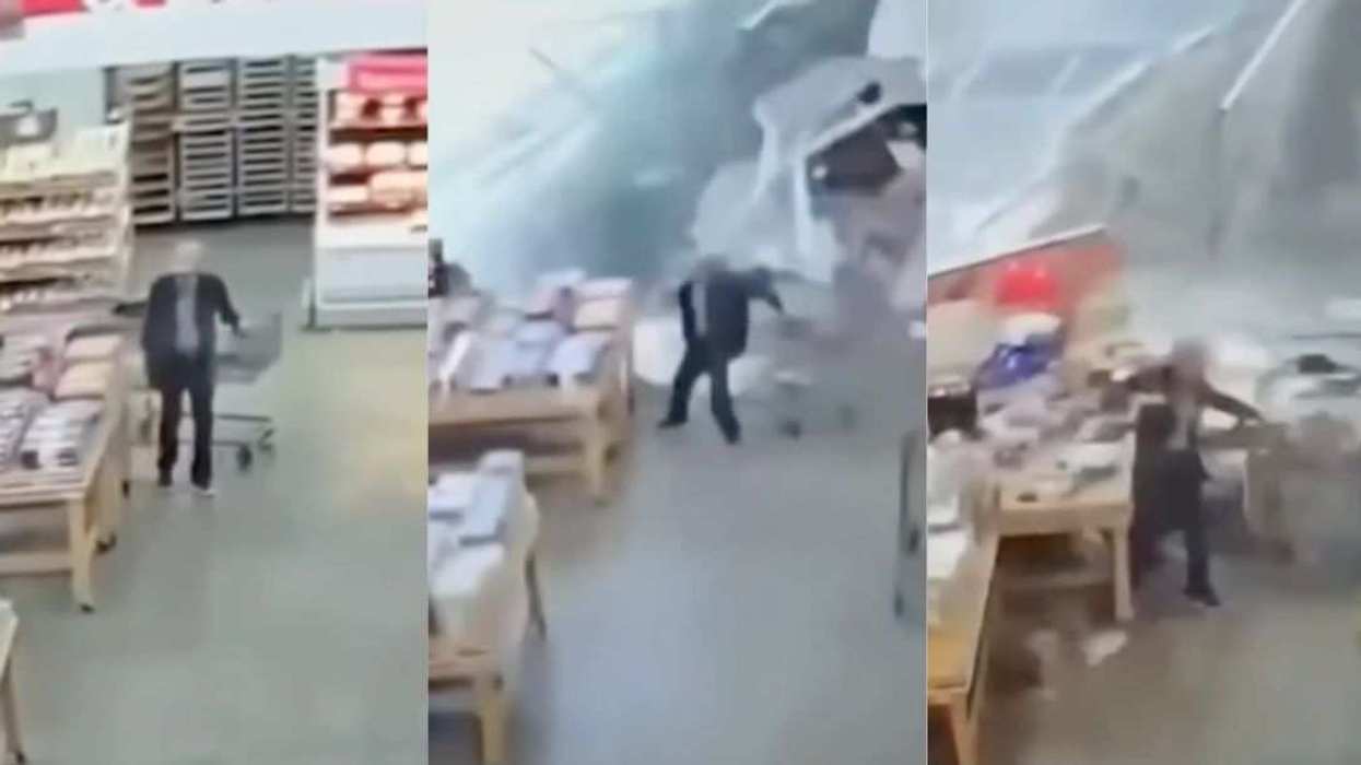 Man shopping during BJ's roof collapse